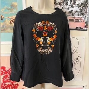 XS EQUIPMENT Femme 100% Silk blouse with Skull